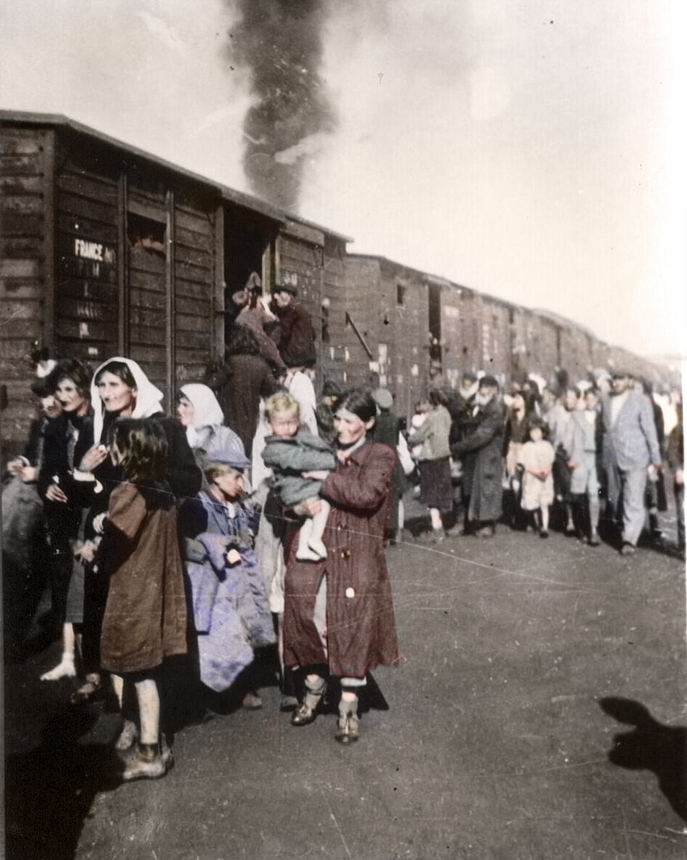 Men, women and children from the Siedcle ghetto forced into cattle trains to Nazi extermination camp Treblinka